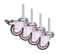 ZJXANMZ Heavy Duty 2-Inch Rubber Caster Wheels - 4 Pack with Brakes Silent Universal Swivel Casters for Furniture Replacement M8×50mm Thread 150kg Load Capacity Smooth Ball Beari