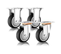 ZJXANMZ Heavy Duty Rubber Caster Wheel Set of 4-3in 4in 5in Industrial Replacement Casters Dual Locking No Noise Swivel Wheels with Mounting Bolts for Smooth Mobility