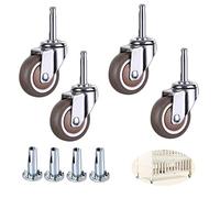 ZJXANMZ Heavy Duty Swivel Rubber Caster Wheels Set 4 Pack Furniture Castors with Brakes Mute 80kg Capacity Office Chair Replacement Casters 38mm 50mm M8x38mm Mounting Rod Stem So