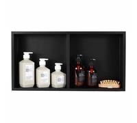 ZJXANMZ Stainless Steel Shower Wall - 32x32x12.5cm, No Tiles Required, Embedded Design, Double Shelf Storage, Modern Black/White Finish, Perfect for Stylish Bathrooms