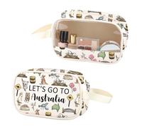 ZJXHPO Australia Trip Clear Makeup Bag Australia Travel Vacation Souvenir Let's Go To Australia PU Leather Cosmetic Bag, Australia PU, No