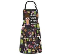 ZJXHPO Bob's Gayle Guess Kitchen Apron Guess Who's On New Meds Apron With Pocket Gayle Kitchen Decor, Guess Meds Apron, Standard