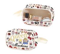 ZJXHPO Casino Clear Makeup Bag Casino Gambling Lover Gift Queen Of The Machine Leather Cosmetic Bag Slot Gambling Lucky Gift, Machine PU