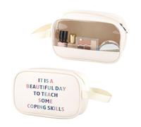 ZJXHPO Counselor Clear Makeup Bag It Is Abeautiful Day To Teach Some Coping Skills PU Leather Cosmetic Bag With Handle, Coping Skill PU, No