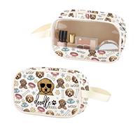 ZJXHPO Golden Doodle Mom Clear Makeup Bag Doodle Dog Lover Gift Doodle Mama PU Leather Cosmetic Bag With Handle, Doodle PU, No
