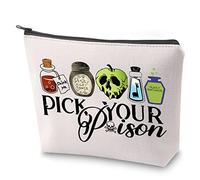 ZJXHPO Halloween Evil Queen Gift Villain Lover Gift Villain Poison Makeup Bag With Zipper Villain Canvas Tote Shoulder Bag, pick your poison, 23.5*17 cm, No