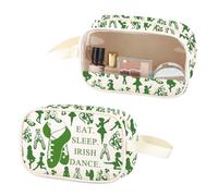ZJXHPO Irish Dancer Clear Makeup Bag Eat Sleep Irish Dance PU Leather Cosmetic Bag With Handle Irish Dance Lover Teacher Gift, Irish Dance PU, No
