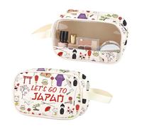ZJXHPO Japan Trip Clear Makeup Bag Japan Travel Vacation Gift Tokyo Journey Souvenir Lets Go To Japan PU Leather Cosmetic Bag, Japan PU