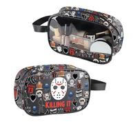 ZJXHPO Jason Killing It Clear Makeup Bag Friday Movies Jason PU Leather Cosmetic Bag With Handle Horror Movie Lover Gift, Jason Killing PU, No