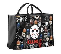 ZJXHPO Jason Killing It Cross Body Bag Friday Movies Jason Messenger Bag Horror Movie Lover Gift Horror Night Carry On Bag, Jason Killing Tote 2, Fashion