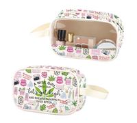 ZJXHPO Marijuana Weed Leaf Clear Makeup Bag Let's Get High PU Leather Cosmetic Bag With Handle Weed 420 Gift, Weed PU, No