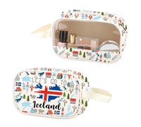 ZJXHPO New Iceland Trip Souvenir Clear Makeup Bag Iceland Travel Journal PU Leather Cosmetic Bag Travel Vacation Gift, Iceland PU