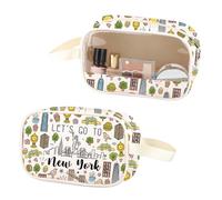 ZJXHPO NYC Trip Clear Makeup Bag New York Travel Vacation Gift Let’s Go To New York PU Leather Cosmetic Bag New York Souvenir, New York PU