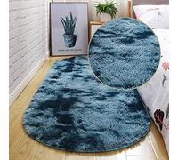 ZJXSNEH 2021 Bubble Kiss Oval Fluffy Carpet For Living Room Shaggy Bedroom Decor Mat Bed Decoration Store Hotel Area Rugs Home Floor Door Mat Tie dye dark blue 100x100cm