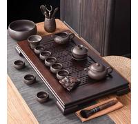 ZJYIGOWL Luxury Tea Set,Electric Kettle with Tea Infuser for Loose Leaf Tea and Ceramic Serving Set,Tea Pot and Cups Set with Wooden Tray. Excellent Gift Idea for Tea Lovers.(Tea Set4)