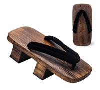 ZJYIGOWL Womens Slippers Flip-Flops Japanese Geta Two-Tooth Clogs Elevated Thong Sandals Japanese Style Thick-Soled Solid Wood Slippers (Nero,EUR45-46)