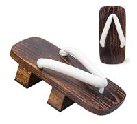 ZJYIGOWL Womens Slippers Flip-Flops Japanese Geta Two-Tooth Clogs Elevated Thong Sandals Japanese Style Thick-Soled Solid Wood Slippers (White,EUR45-46)