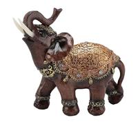 Zjythocyber Wealth Lucky Elephant Statue, Resin Feng Shui Elephant Figurine, Brown Ceremonial Attire Elephant Decoration for Living Room Office Home Housewarming Gift (L)