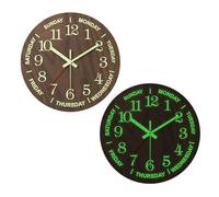 Zjyufy 12 Inch Luminous Wall Clock, Silent And Non Ticking, Large Outdoor Night Lights Wall Clock, Round Wall Clock for Bathroom Living Room Bedroom Garden Office Kitchen Modern Home Decor