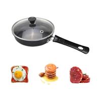 Zjyufy 12cm Small Frying Pan for One Egg, Mini Stainless Steel Egg Frying Pan Non Stick Omelet Pan with Lid, Stone Cookware for Gas Stove Induction Hob