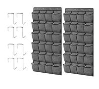 Zjyufy 2pcs Over the Door Shoe Storage, 24 Mesh Pockets Hanging Shoe Storage with 4 Hooks for Entryway Closet, Bedroom Wardrobe