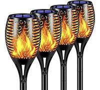 Zjyufy 4 Pack Garden Solar Lights, Pathway Solar Flickering Dancing Flame Lighting Waterproof Dusk to Dawn Auto On/Off Stake Torch Lights for Outdoor Garden Patio Pathways Lawn Yard Decoration