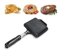 Zjyufy Camping Toastie Maker, Non-Stick Sandwich Panini Maker Stovetop Panini Double Sided Frying Pan Breakfast Pan for Camping Travel Outdoor