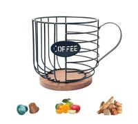 Zjyufy Coffee Pod Organizer, Large Capacity Coffee Pod Holder Counter Espresso Capsule Organizer Wood Base K Cup Holder Storage Basket for Kitchen Office Coffee Bar