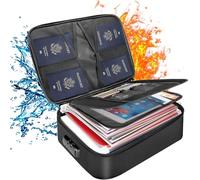 Zjyufy Fireproof Document Box Heat Insulated Storage Box Fireproof ＆Waterproof Document Storage Box Portable Multi-Layer File Organizer Bag with Lock for Important Documents Files Passport Cards