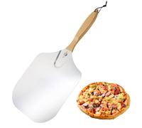 Zjyufy Pizza Peel 12 Inch, 3- in- 1 Aluminum Metal Pizza Paddle with Pizza Spatula Paddle and Pizza Cutter for Baking Pizza, Dough, Bread& Cakes
