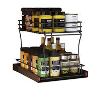 Zjyufy Pull Out Kitchen Cupboard Organizer 2-Tier Pull Out drawers Spice Rack Shelf No Drilling and Nailing Slide Out Drawer for Kitchen Cabinet, Pantry, Bathroom, Laundry