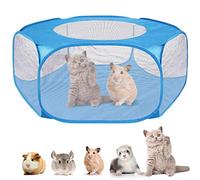 Zjyufy Small Animal Playpen, Foldable Pop up Pet Playpen Cage Tent Waterproof Outdoor Indoor Hamster Playpen with Top Cover, Portable Yard Fence Play Pen Breathable for Rabbit Ferret Guinea Pig
