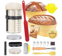 Zjyufy Sourdough Bread Baking Supplies 12PCS Sourdough Starter Kit for Beginner, 2 Bread Proofing Baskets, 1000ml Sourdough Starter Jar Accessories