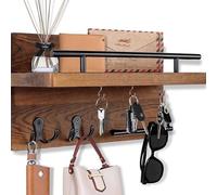 Zjyufy Wall Mounted Key Holder,Decorative Key Hangers,Wooden Key Shelf Retro Key Racks with 5 Key Hooks,Rustic Home Decor Rack Organizer for Entryway, Mudroom, Hallway, Bedroom, Kitchen, Office