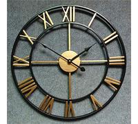 ZJYWMM Large Outdoor Garden Wall Clock Big Roman Numerals Giant Open Face Metal Golden-20 inch/50cm