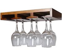 ZJYWMM Mounted Wine Racks Wine Glasses Holder Wall Mounted Kitchen Organization and Storage, Bamboo Finish Stemware Rack for Kitchen, Bar, Living Room, Home(Walnut)