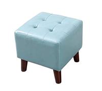 ZJYWMM Ottoman footstool Square Leather Footstool With 4 Legs Solid Wood Nordic Sofa Stool Footrest Creative Living Room Stool Single Stool (Color : Sky blue, Size : Medium)
