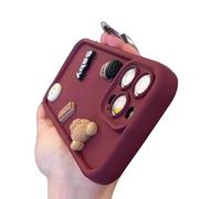 Zkacase Designed for iPhone Case,3D Cute Coffee Bear Camera Lens Protection Shockproof Protective Cover Phone Case (Pink,iPhone 16 Pro Max)