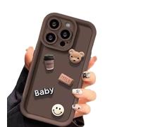 Zkacase iPhone 14 Pro Max Phone Case Brown | Designed for iPhone Case, 3D, Cute, Coffee Bear, Camera Lens Protection, Shockproof, Protective Cover