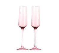 ZKALQECNF Champagne Flutes Glass Crystal Glass Champagne Flute, 2 Sets of 6.43 oz Capacity Pink Champagne Glasses, for Couple Date Anniversaries Flute Glasses
