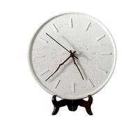 ZKALQECNF Living Room Retro minimalist clock wall mounted silent cave stone battery power(White)
