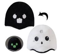 Zkaoai Ghost Plush Toy, 10 cm Halloween Ghost Plush Toy, Double-Sided Expression Doll Glows at Night Cute Ghost Toy as Halloween Party Decoration (A)