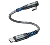 ZKAPOR USB C to USB C Cable Short 30CM, 240W Type C Cable Fast Charging PD 3.1 100W Right Angle Type C to Type C Lead for iPhone 15/15 Pro Max, Galaxy S23/S22, Pad Pro, Air, P40 /Mate 60, Pixel