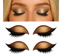 ZKBDBWTR Lazy Eye Shadow Eyelash Patch, Lazy Eyelash Stickers, 3-in-1 Reusable Eyeshadow & Eyelash Makeup Stickers, Double Eyelids for All Eye Shapes(Champagne)