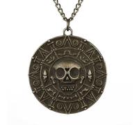 ZKBKJSPZJB Classic Skull Necklace Pirates of The Caribbean Movies Cursed Aztec Coin Jewelry for Men Choker, Uniform code, Zinc, zinc alloy