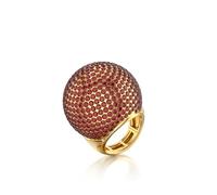 ZKBKJSPZJB Gold Snowball Rhinestone Cocktail Ring - Adjustable Stretch Sparkling Party Jewelry for Women, Elegant Costume Ring for Evening Wear, Wedding, Prom, Crystal Metal, Rhinestone