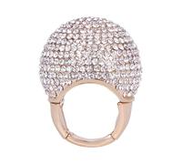 ZKBKJSPZJB Gold Snowball Rhinestone Cocktail Ring - Adjustable Stretch Sparkling Party Jewelry for Women, Elegant Costume Ring for Evening Wear, Wedding, Prom, Crystal Metal, Rhinestone