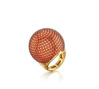 ZKBKJSPZJB Gold Snowball Rhinestone Cocktail Ring - Adjustable Stretch Sparkling Party Jewelry for Women, Elegant Costume Ring for Evening Wear, Wedding, Prom, Crystal Metal, Rhinestone