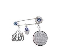 ZKDC muslim islam AYATUL KURSI Allah Turkish evil eye hamsa hand of fatima Baby Pin Stainless Steel Scarf Hijab brooch, Stainless Steel, Zinc Alloy, Crystal