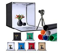 ZKEEZM Photo Studio Light Box 50x50cm Professional Portable Foldable Tabletop Photography Light Tent with Adjustable Brightness, Dimmable Photo Booth Shooting with 80LED Lights and 7 Colors Backdrops